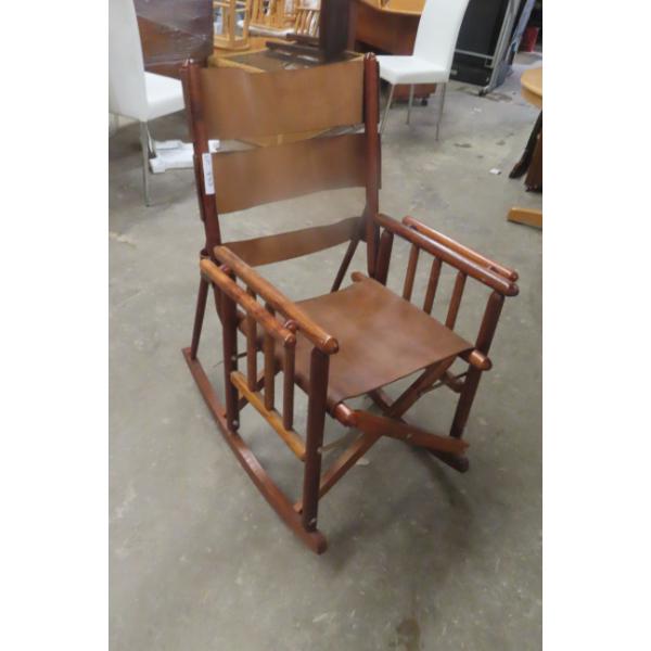 Folding Rocking Chair - Wood/Leather