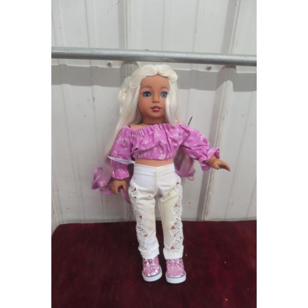 18" Fashion Doll With Ombre Purple Hair, Lace Pants & Pink Glitter Shoes