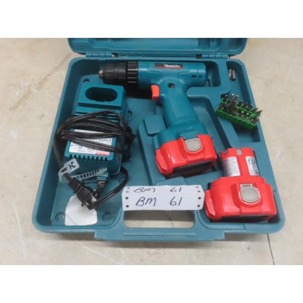 Makita 9.6V Cordless Drill Driver with 2 Batteries, Charger, Screwdriver Bits, and Case