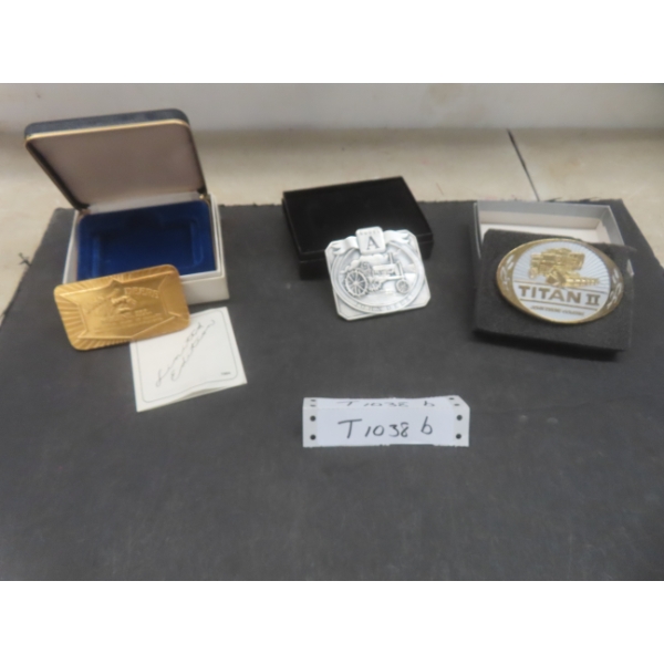 Three John Deere Limited Edition Collector Belt Buckles