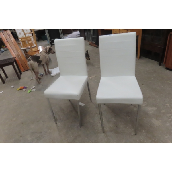 Two Leather/Leather Style Dining Chairs