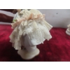 Image 12 : 3 Dresdin Lace Porcelain Figurines Tallets 4 1/4", Some Damage on Skirt