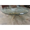 Image 2 : Three-Piece Brass and Glass Coffee Table Set