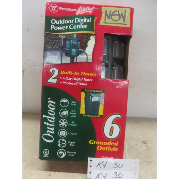 New Outdoor Digital Power Centre With Six Grounded Outlets, 10 Ft Power Cord, and Built-In Timers