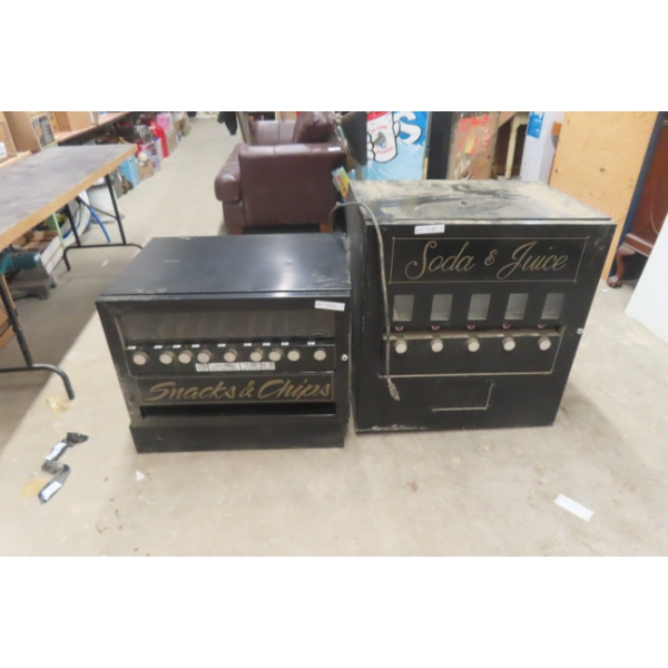 Two Snack Dispensers and One Soda Dispenser