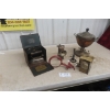 Image 1 : Vintage Household Items: Sadiron Fireproof Iron Case, Lamps, and Accessories