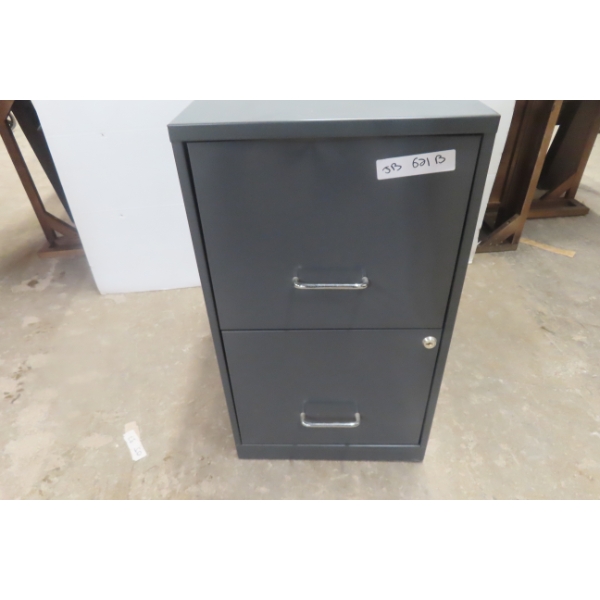 Metal Two-Door Filing Cabinet, 25" x 18" x 14"
