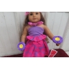 Image 3 : American Girl 18" Doll in Hawaiian Pink/Purple Dress With Floral Accessories