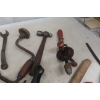Image 8 : Painted Wood Carpenter Box, Plane, Drills, Forge Tongs, and More