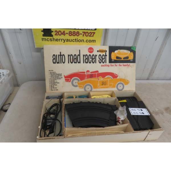 Vintage 1960s Sears Marx Allstate Auto Road Racer Slot Car Set Original Box