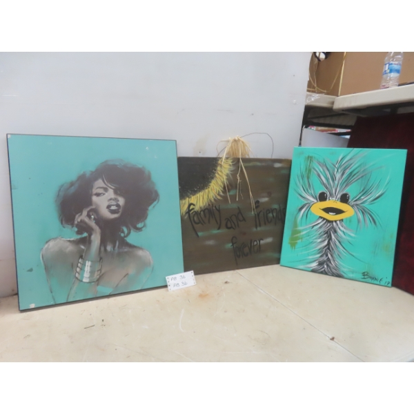 Three Pictures, Largest Measuring 20" x 20"