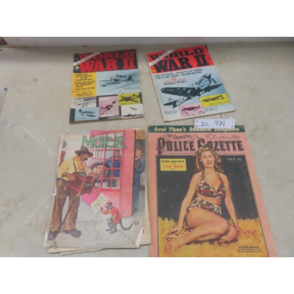 Two World War II Magazines From 1972 & 1973, National Police Gazette 1943 And Motor Magazine 1935