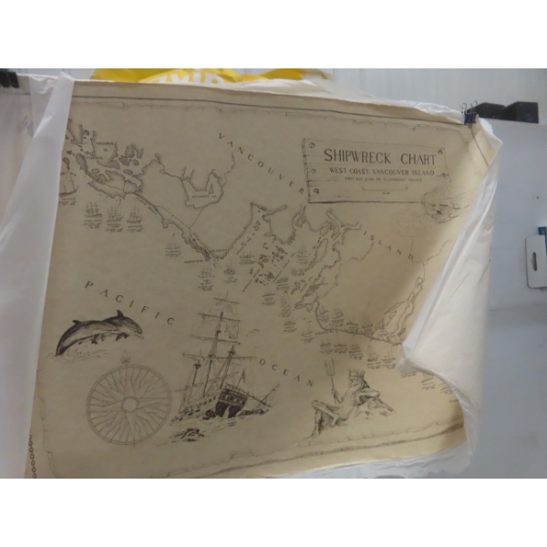 Shipwreck Chart Of The West Coast Of Vancouver Island, Measuring 16" x 23"