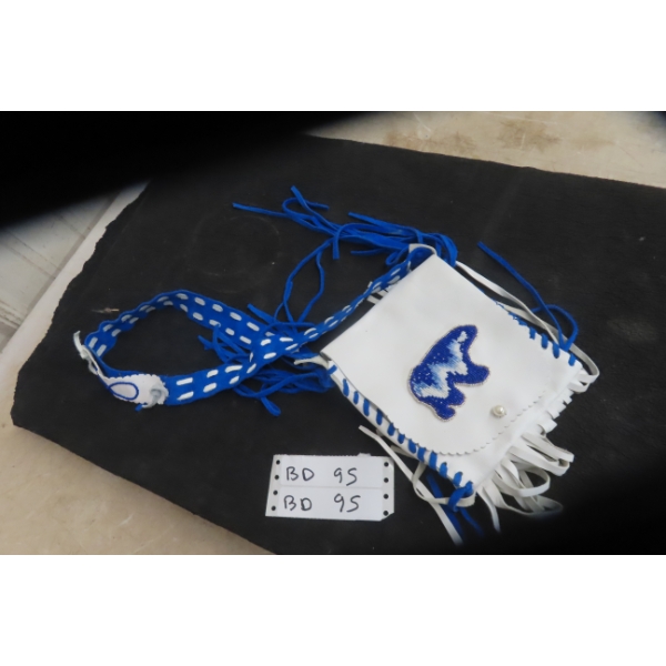First Nations Cree Métis Beaded Northern Lights Polar Bear Fringed Bag