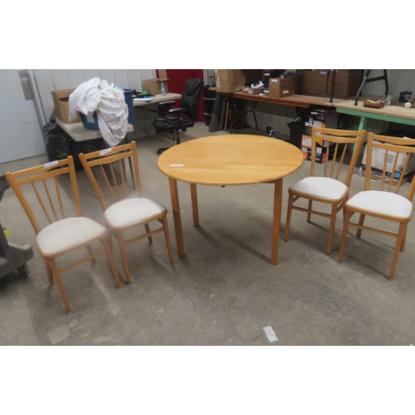 Drop-Leaf Table, 29" x 41" x 41" Extended, Plus Four Chairs