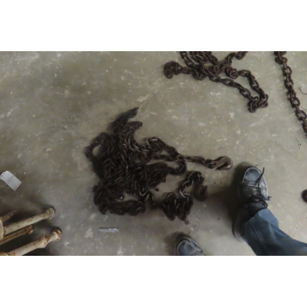 Four Long Chains with Hooks, Approximately 25' to 30' Each