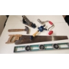Image 1 : Stanley Planer, Two Drills/Augers, Hammer, Hand Saw, and Level