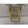 Image 2 : Golden Brass-Coloured Glass End Table, 23" x 18" x 18"