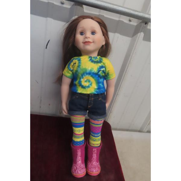 Maplelea “Charlsea” 18" Doll With Box, Journal Pages & Tie-Dye Outfit