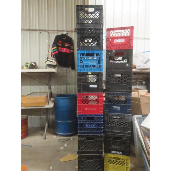 Fifteen Plastic Milk Crates