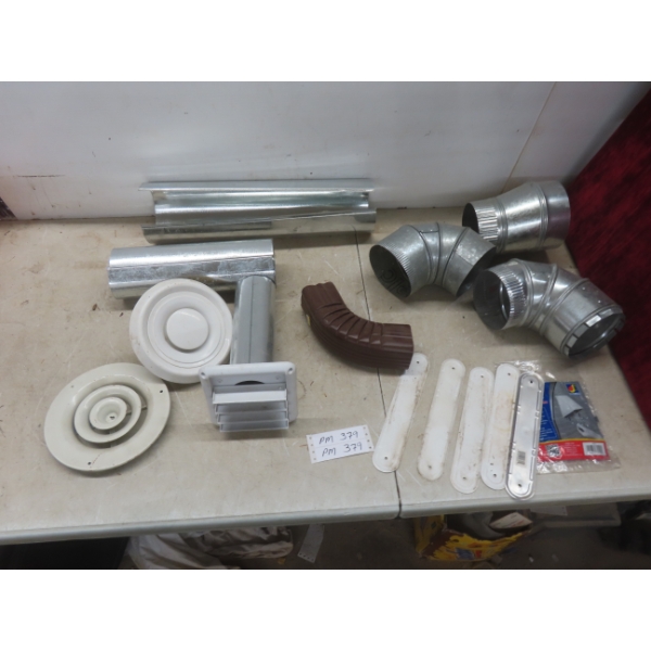 Heating Duct Work, Elbows, 4" Pipe, Ceiling Vents, Eavestrough Elbow and Pipe Bracket