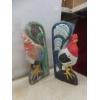 Image 5 : Three Rooster Figures – Two Wooden and One Resin, Tallest 20"
