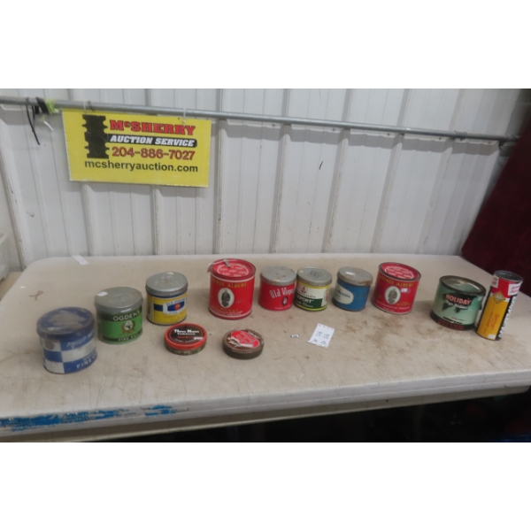 Twelve Tobacco Tins: Old Virginia, Prince Albert, Half And Half