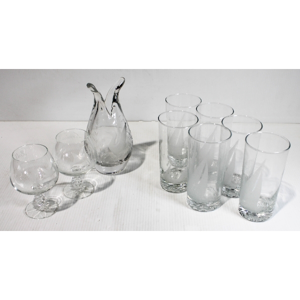 ASST. GLASSWARE SHIP GLASSES VASES ETC.