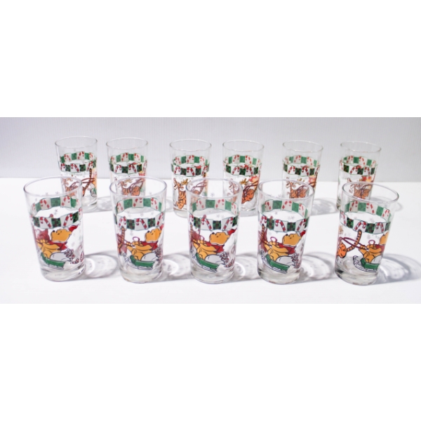 11 WINNIE THE POOH & TIGGER CHRISTMAS DRINKING GLASSES