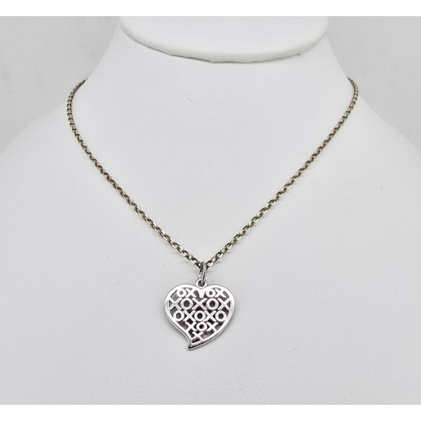 .925 SILVER 20" NECKLACE W/ HEART XOXOXOXO PENDANT