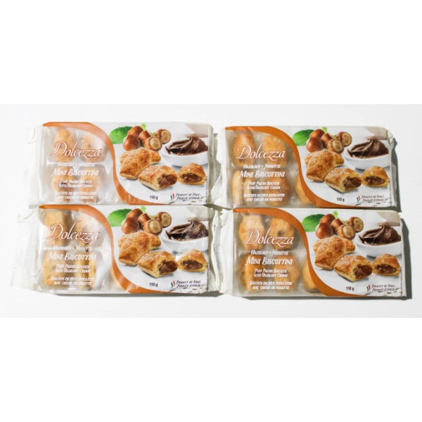 4 X 110G DOLCEZZA HAZELNUT MINI BISCOTTINI COOKIES