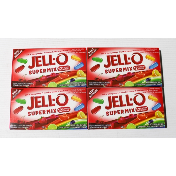 4 X 120G JELL-O SUPERMIX CHEWY CANDY 