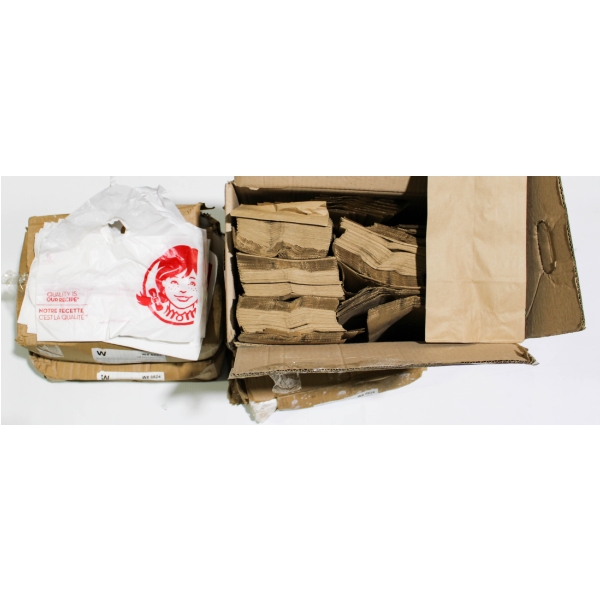 1500+ PLASTIC WENDY'S BAGS & BOX SMALL PAPER BAGS