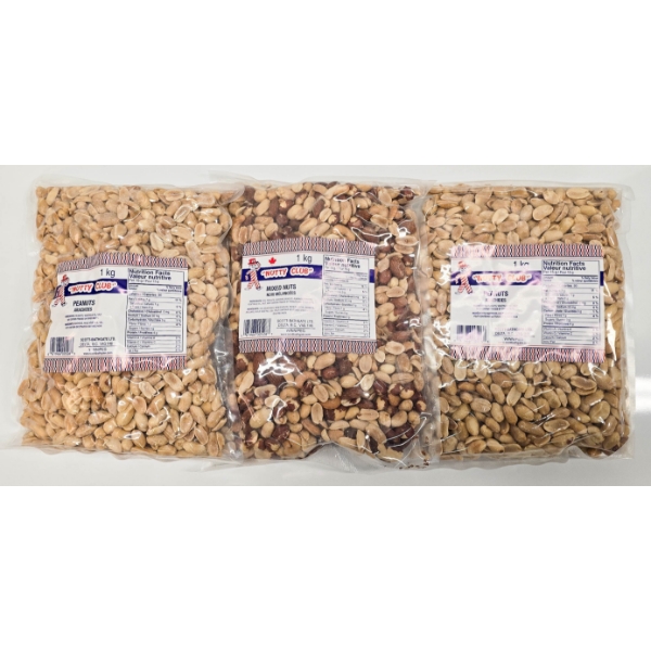 3 X 1 KG NUTTY CLUB MIXED NUTS & PEANUTS