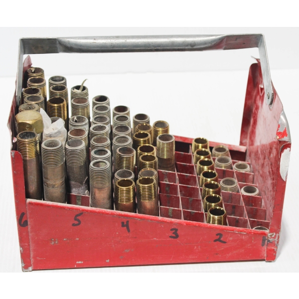 PLUMBERS TRAY W/ ASST. BRASS NIPPLES 1" - 6"
