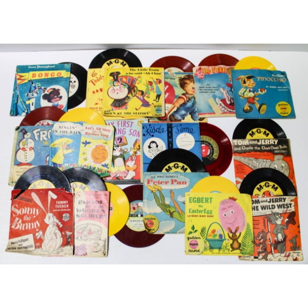 VINTAGE CHILDREN'S 45 RPM RECORDS - MGM - DISNEY ETC.