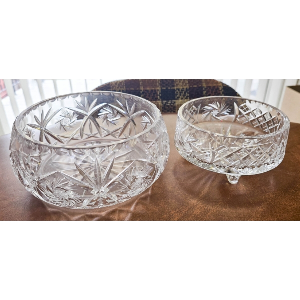 TWO PINWHEEL CRYSTAL CANDY DISHES