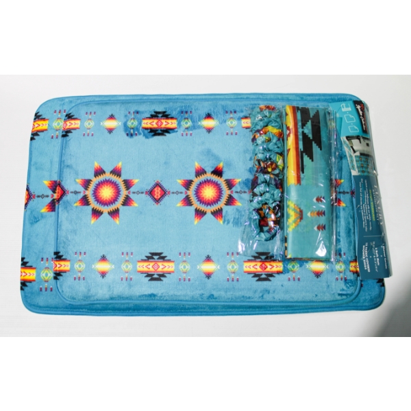 15PC NU TRENDS STARBURST LUXURY BATHROOM SET - BLUE