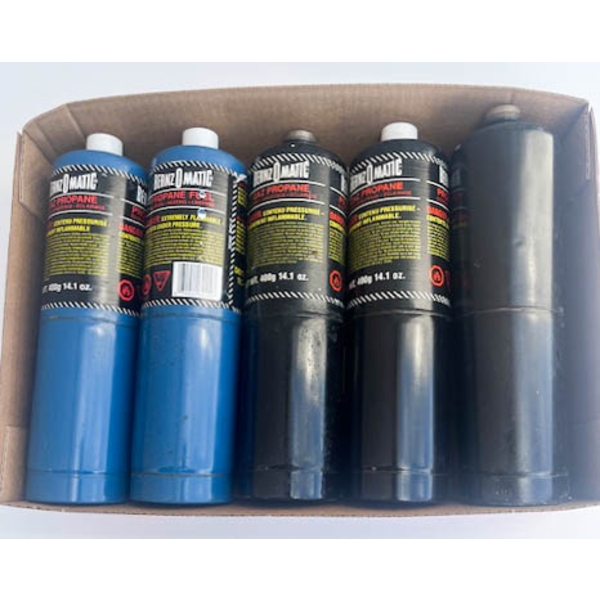 5 X 400G BERNZO-MATIC PROPANE BOTTLES