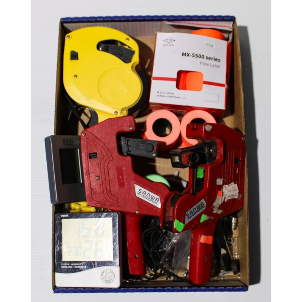 PRICING GUNS W/ LABELS ETC.