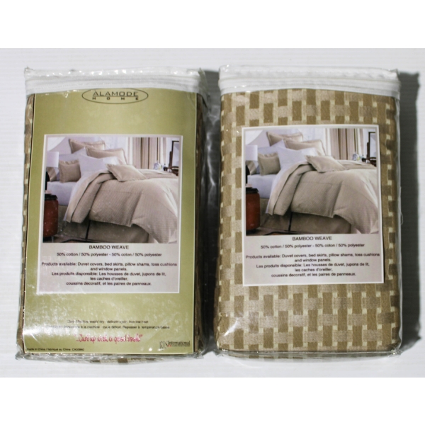 TWO NEW QUEEN BAMBOO WEAVE PILLOW SHAMS