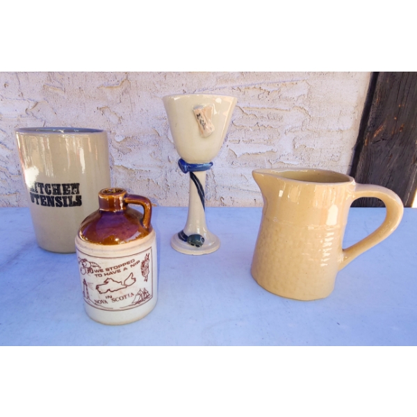 VINTAGE CROCKERY - MEDALTA PITCHER HAS CRACK