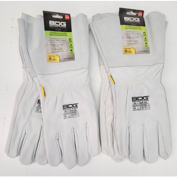 2 PR  BDG LEATHER LINED CUT IMPACT ARC WELDING GLOVES