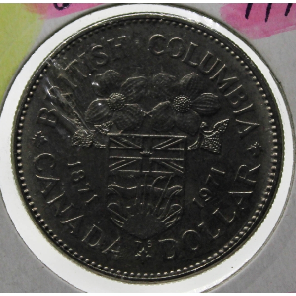 1871-1971 BRITISH COLUMBIA CANADA DOLLAR