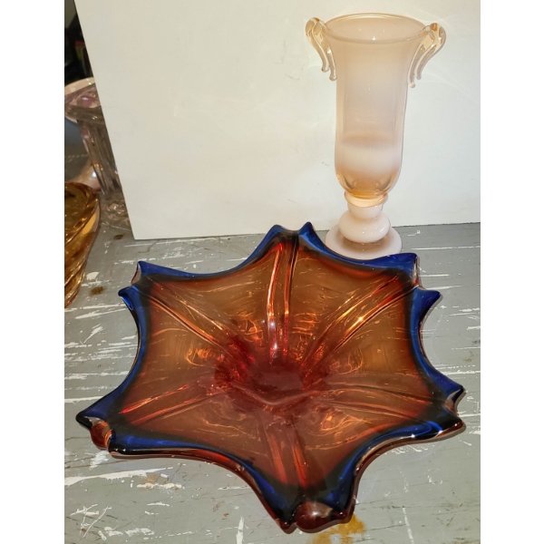 OPALENE GLASS VASE & MORANO BOWL
