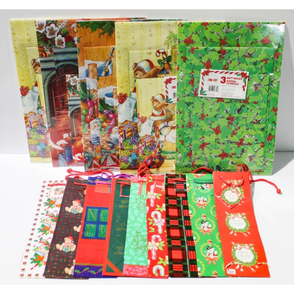 5 X 3PC CHRISTMAS HOLIDAY GIFT BOXES & LIQUOR GIFT BAGS