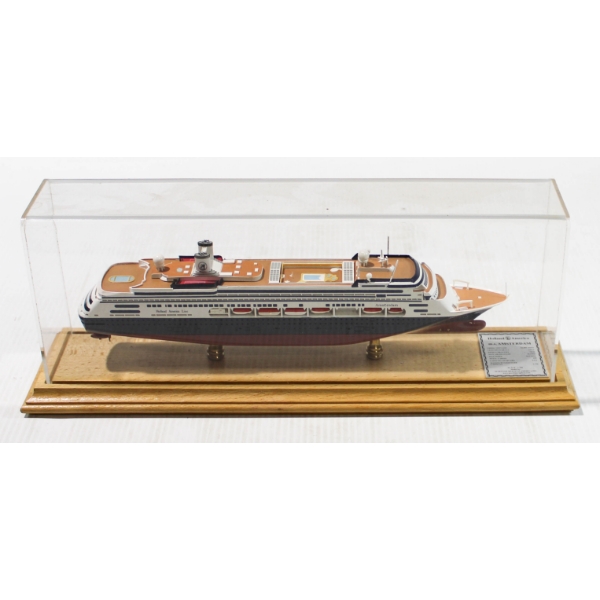 REPLICA MS AMSTERDAM SHIP W/ GLASS DISPLAY CASE
