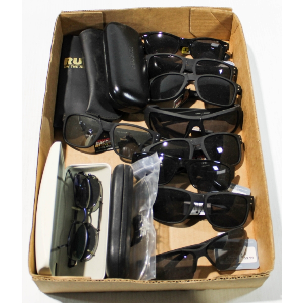  APPROX 15 VARIOUS SUNGLASSES & CLIP-ONS.