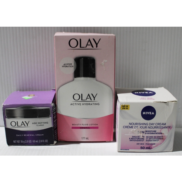 3 MOISTURIZING CREAMS & LOTIONS - OLAY ETC.