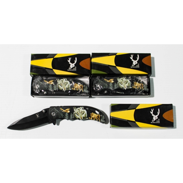3 THE BONE EDGE FOLDING POCKET KNIFE - WOLF